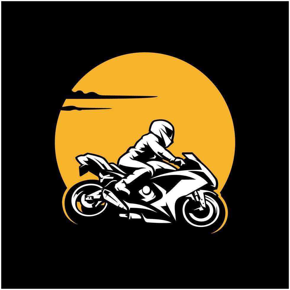motociclista montando motocicleta logo vector