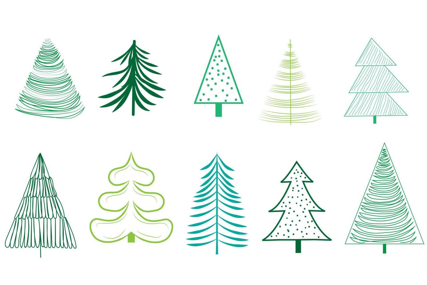 set of different green contour Christmas trees290922 vector