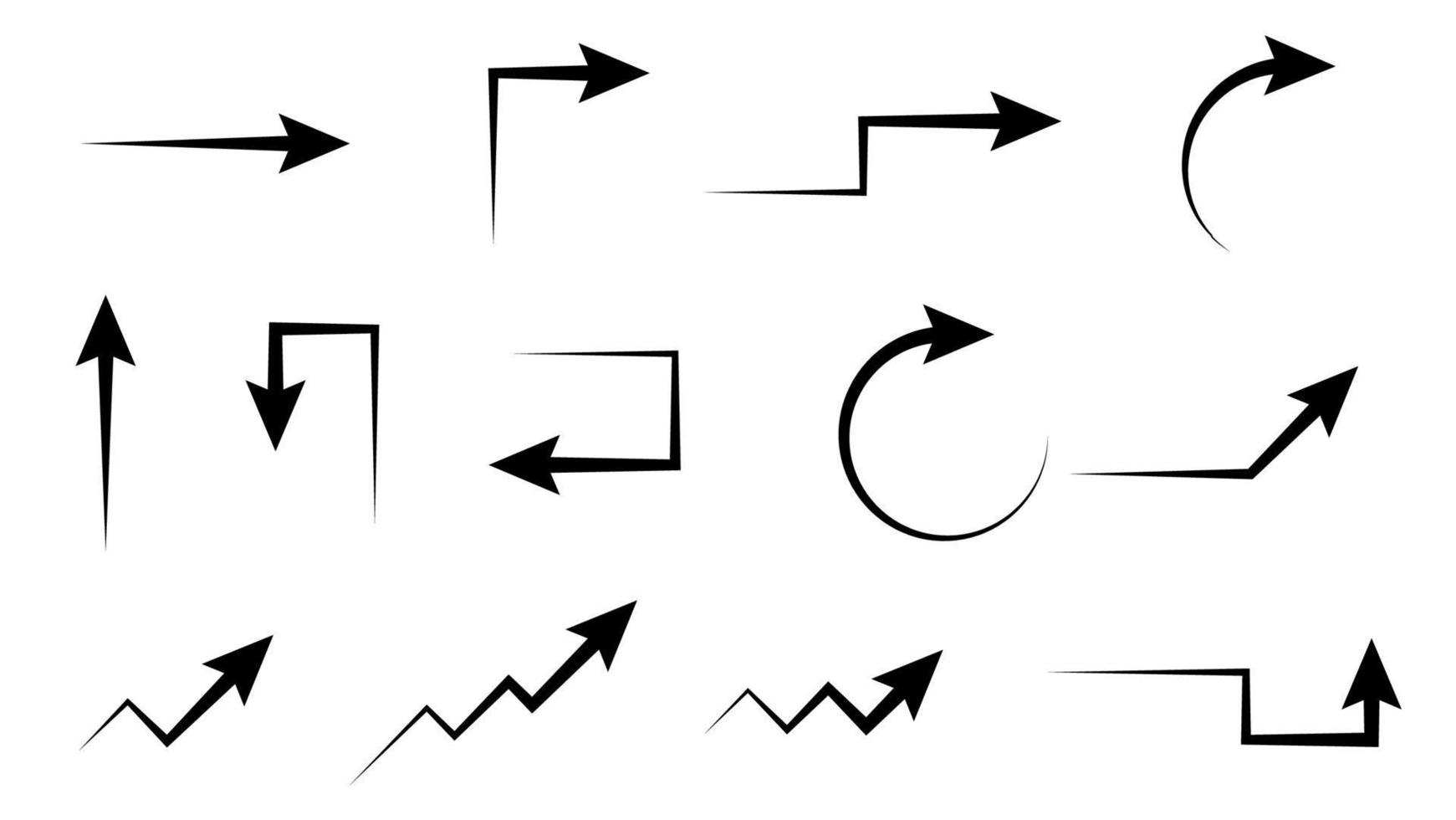 conjunto de flechas con estilo de garabato dibujado a mano aislado sobre fondo blanco vector