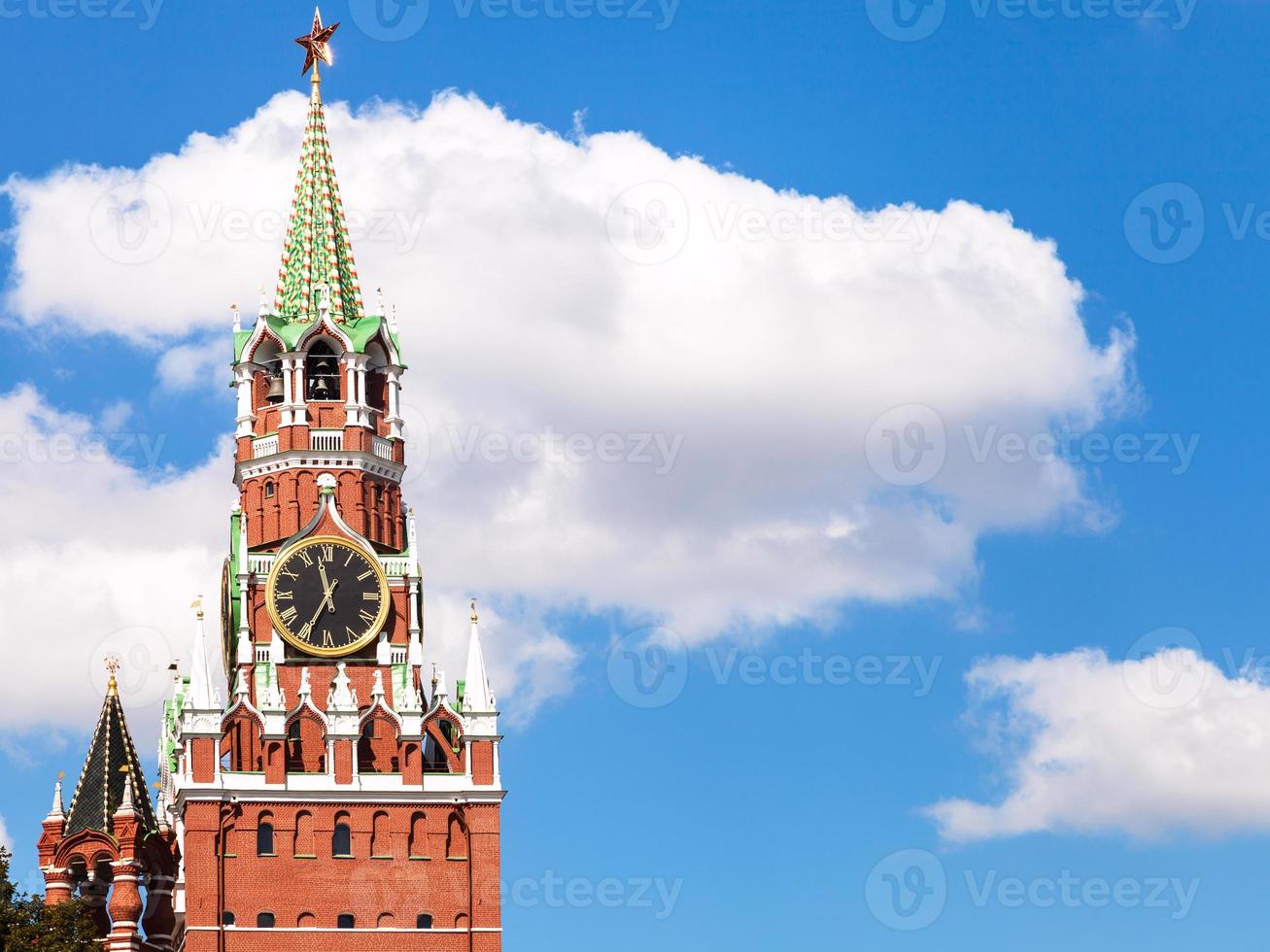 clock tower of Moscow Kremlin and white cloud photo