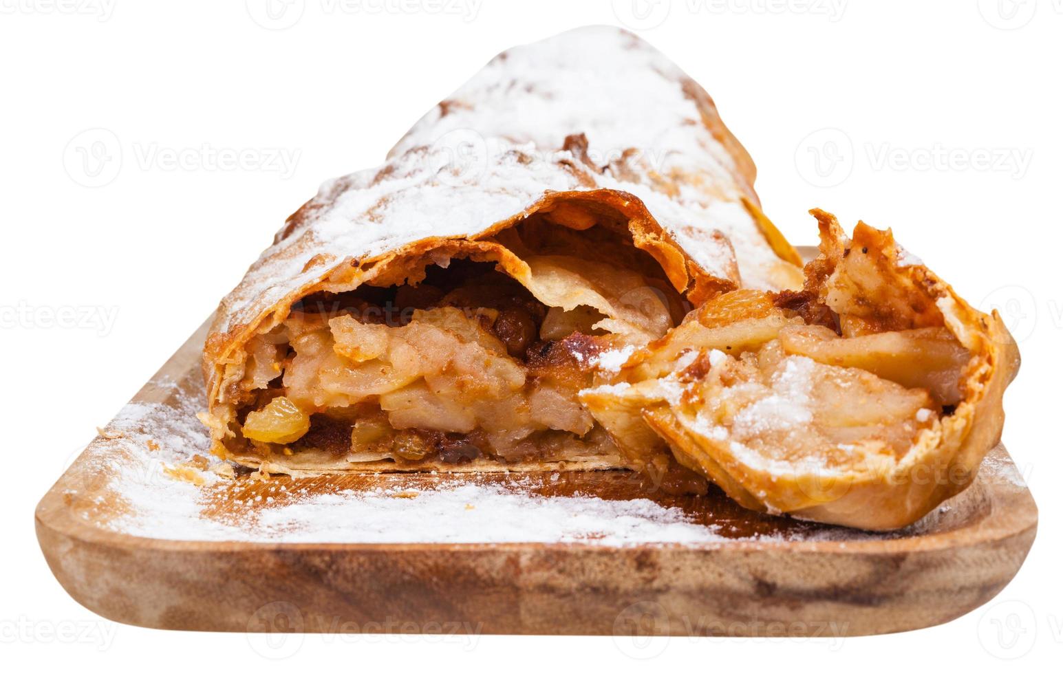 piece of typical austrian apple strudel on board photo