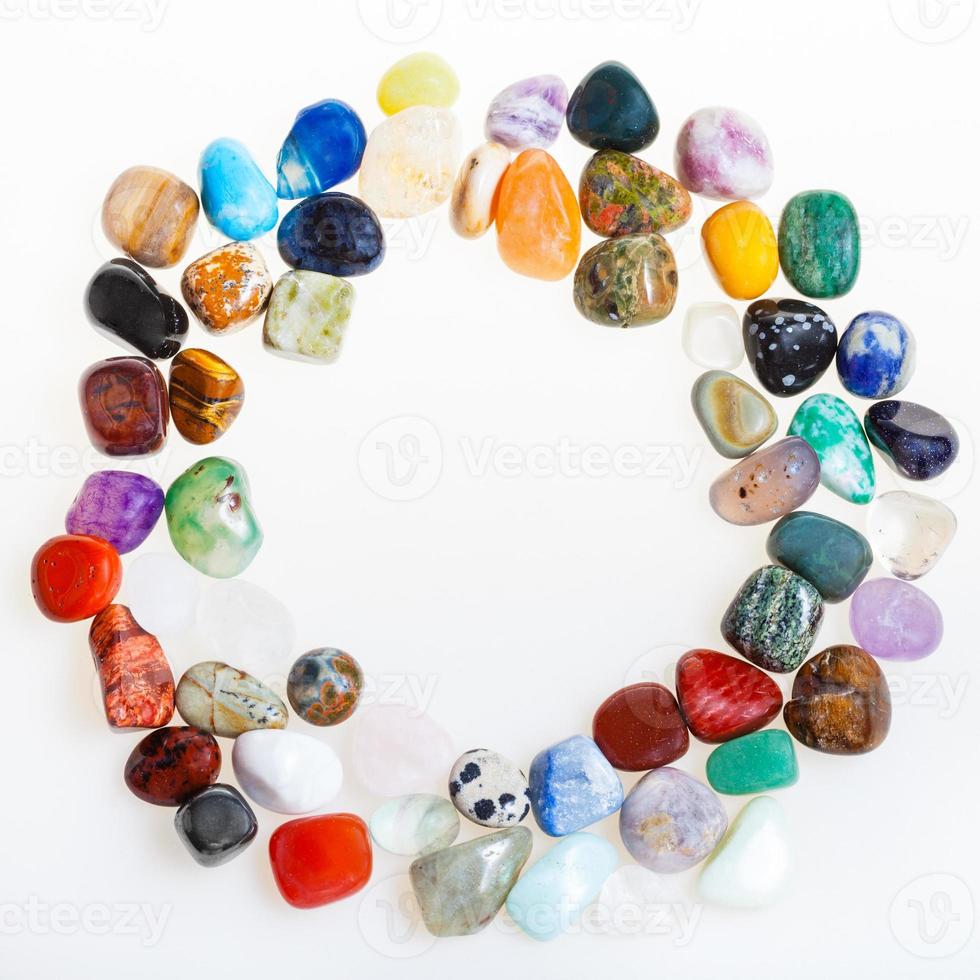 round frame from natural mineral gemstones photo