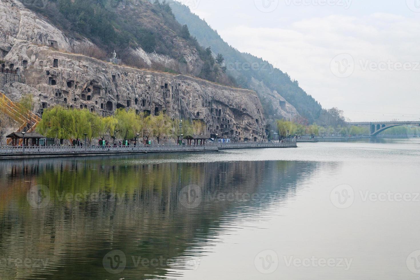 view of Yi river and West Hill in Longmen Caves photo