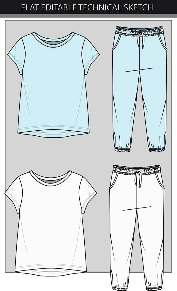 niños pullover tops y pantalones dibujo plano vector archivo