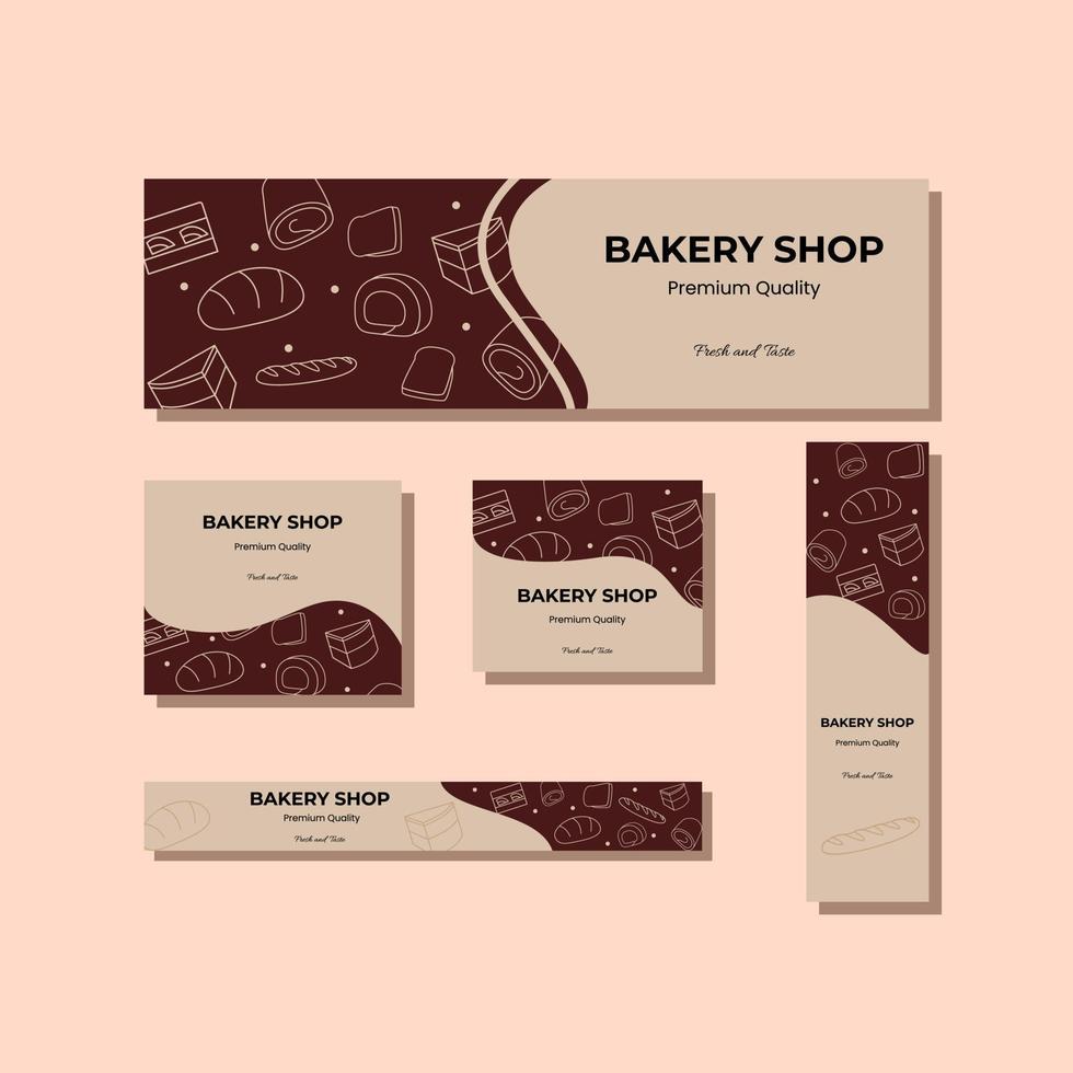 Bakery ads banner template with line style for website vector