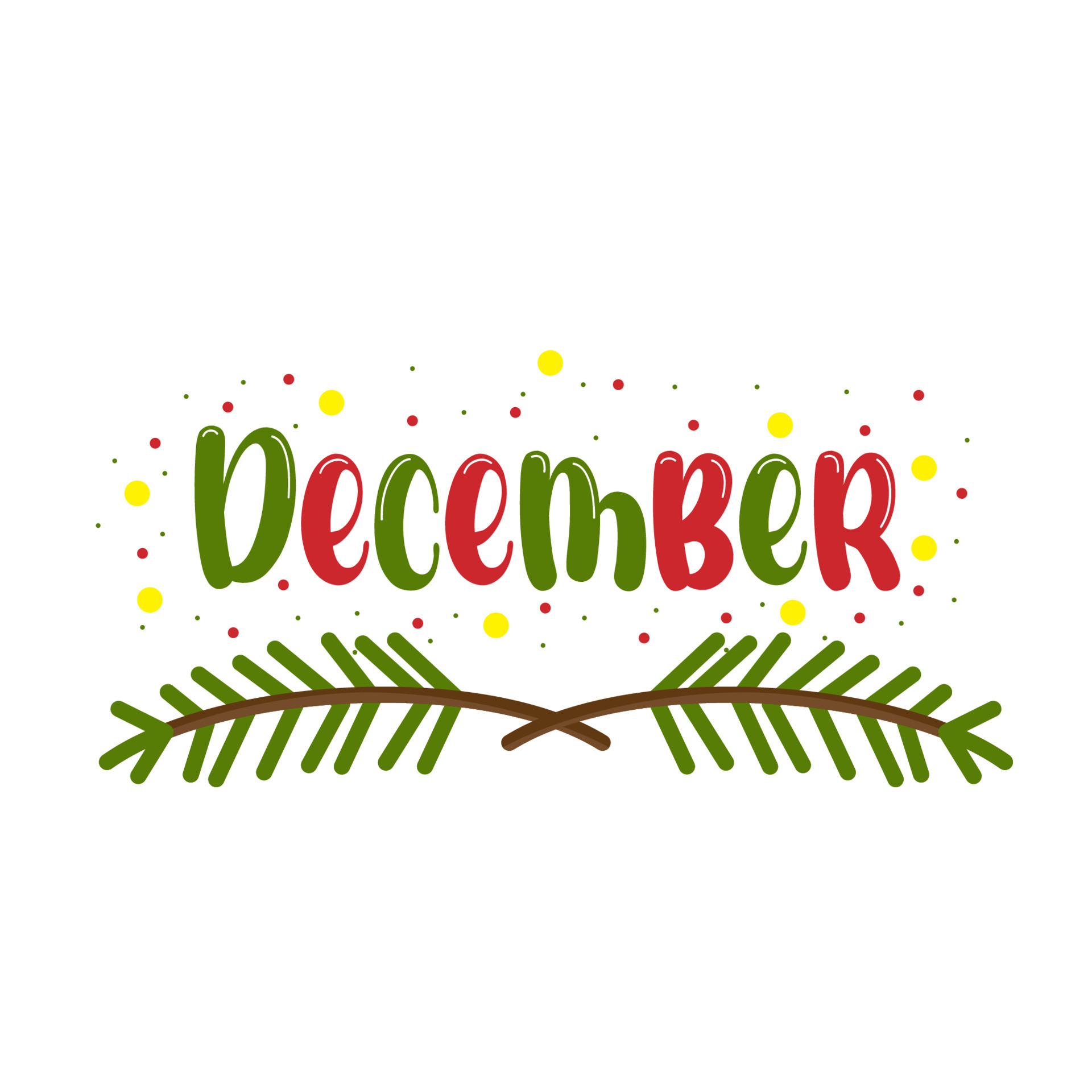 Hello December lettering. Elements for invitations, posters, greeting cards Seasons Greetings