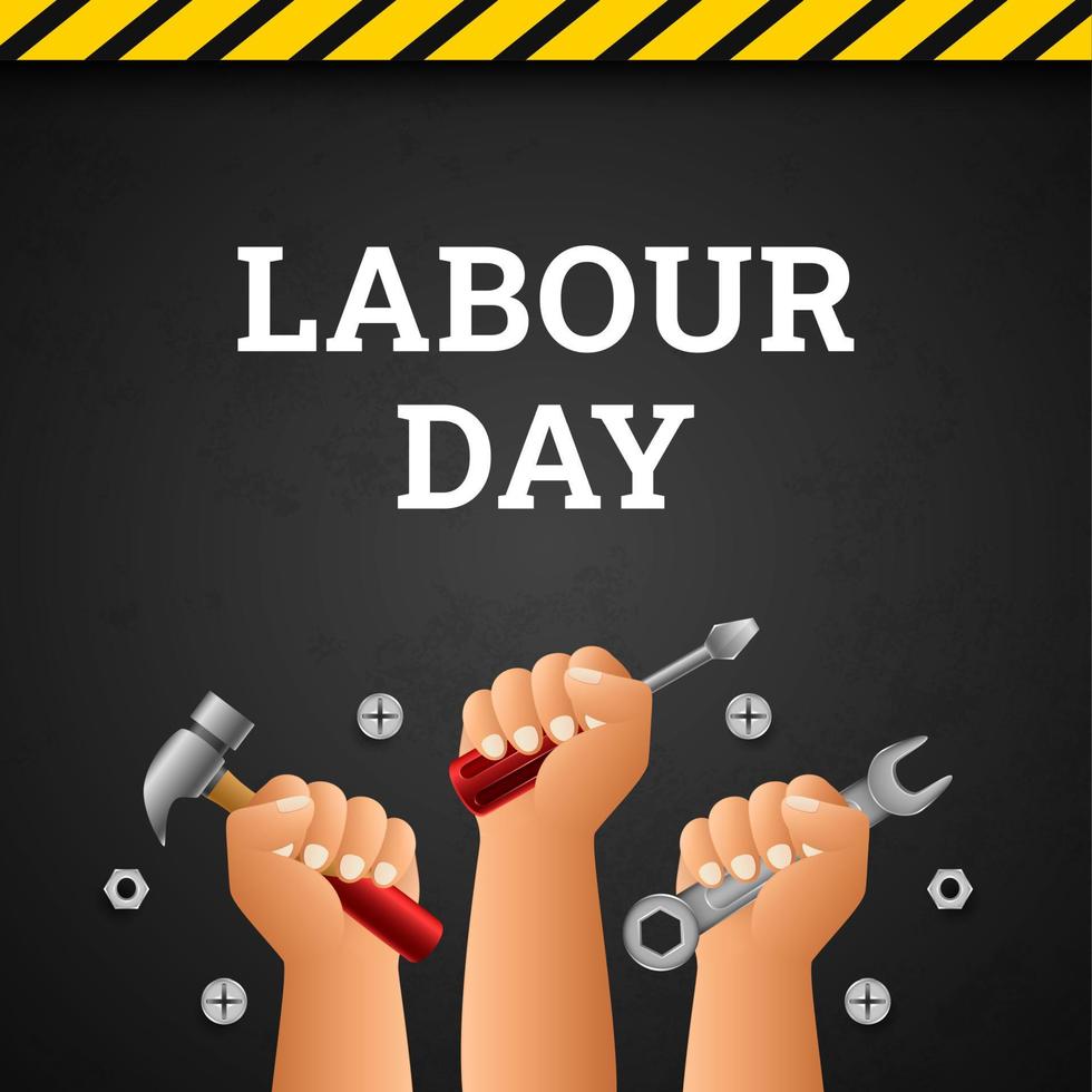 Happy Labour Day Background with Yellow Stripe and Tools vector