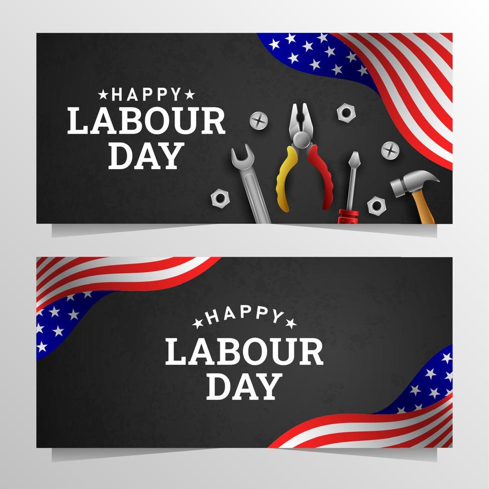 Happy Labour Day Background with Yellow Stripe and Tools vector