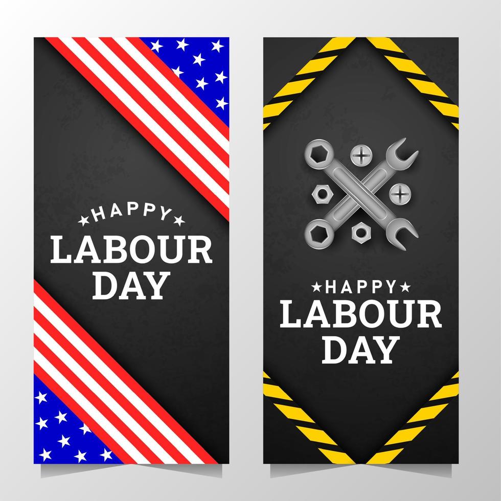 Happy Labour Day Background with Yellow Stripe and Tools vector