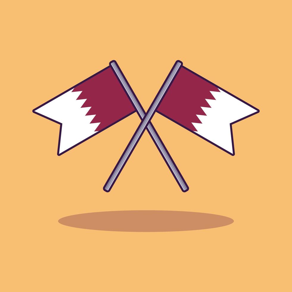 Qatar World Football Cup Flag Cartoon Design Vector