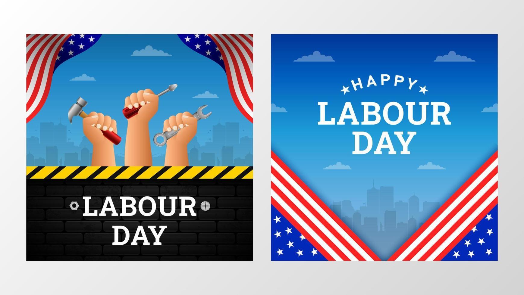 Happy Labour Day Background with Yellow Stripe and Tools vector