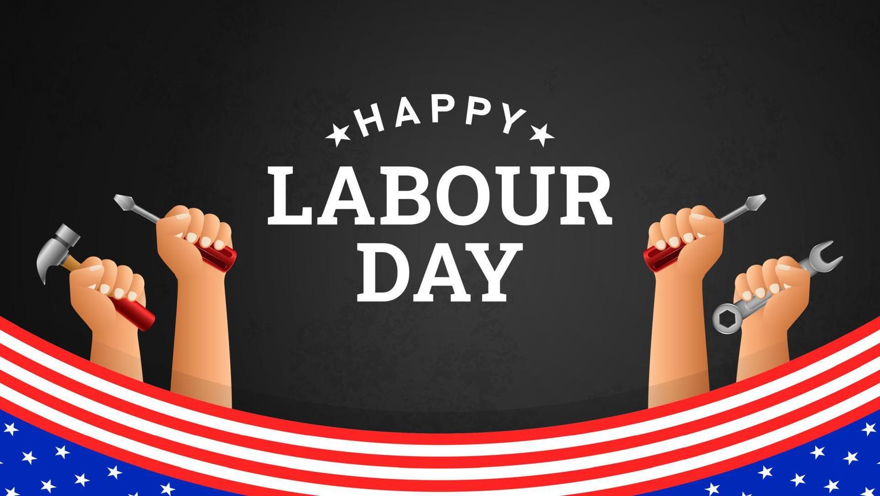 Happy Labour Day Background with Yellow Stripe and Tools vector