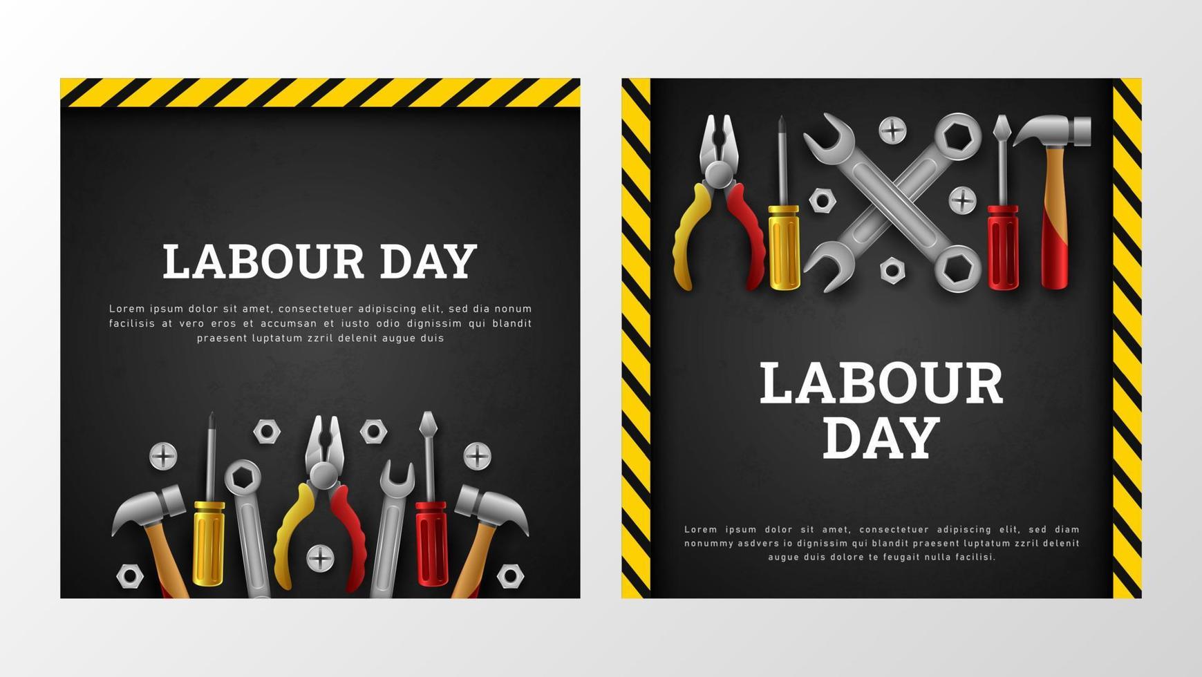 Happy Labour Day Background with Yellow Stripe and Tools vector