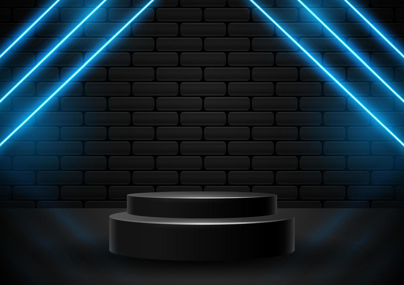 podium with neon light shapes illustration vector