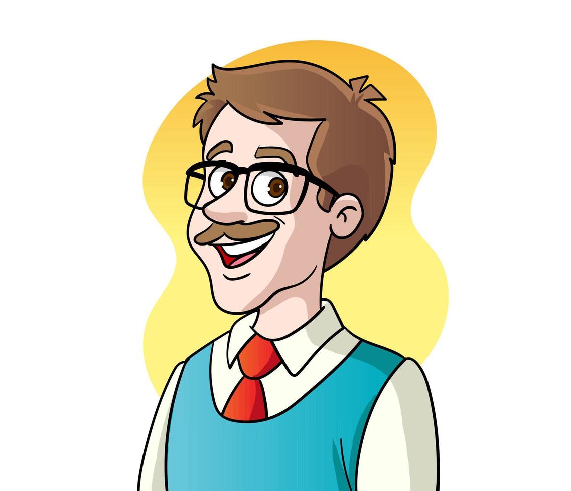 vector illustration of portrait of teacher male with glasses