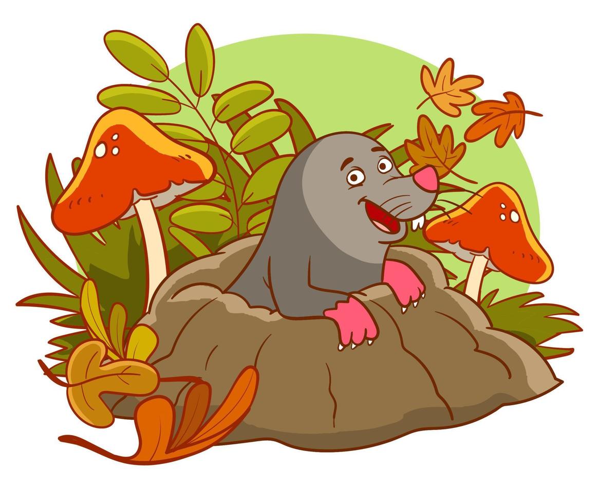 Cartoon mole come out of the hole.vector illustration vector