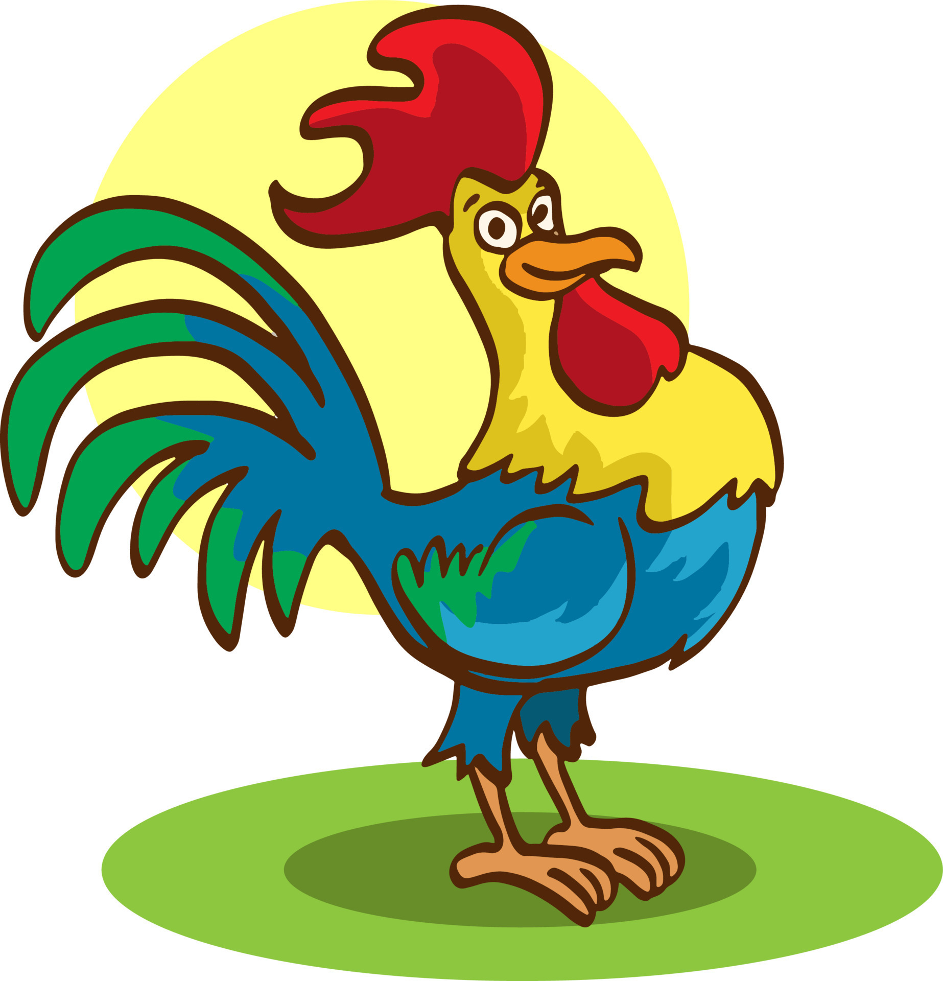 Cartoon rooster stands on one leg, vector illustration 12576596 Vector