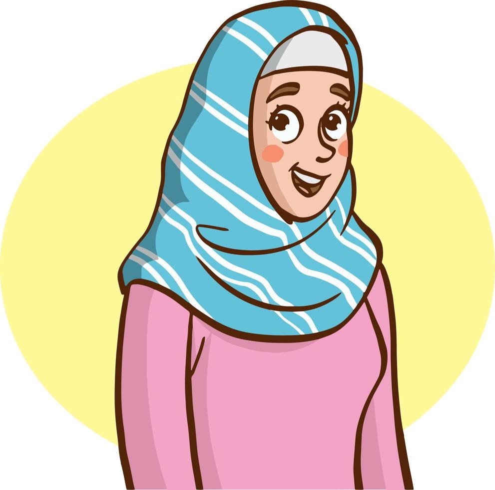 portrait of woman wearing headscarf vector illustration