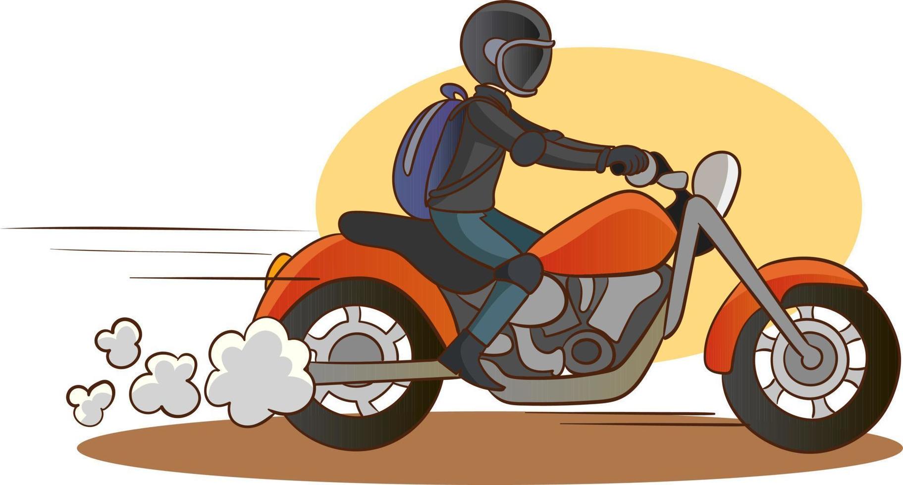 vector illustration of young man riding a motorcycle 12576618 Vector Art at  Vecteezy
