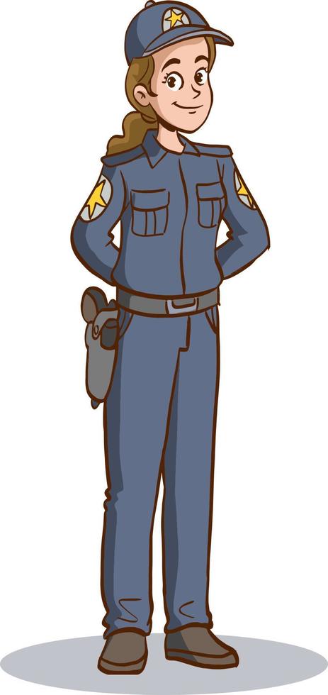 vector illustration of policewoman in uniform