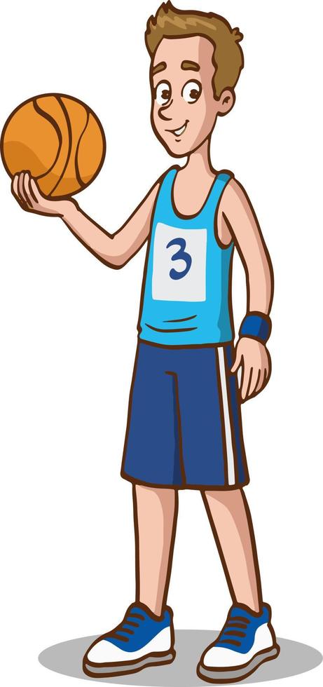 young boy playing basketball vector illustration