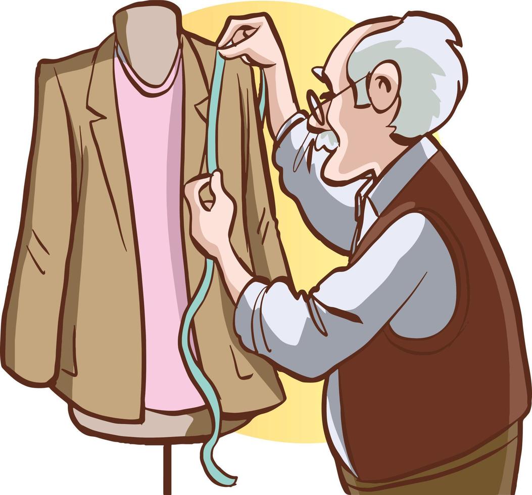 master tailor working vector illustration