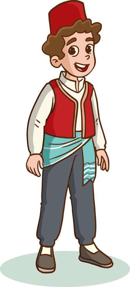 vector illustration of turkish boy in traditional dress