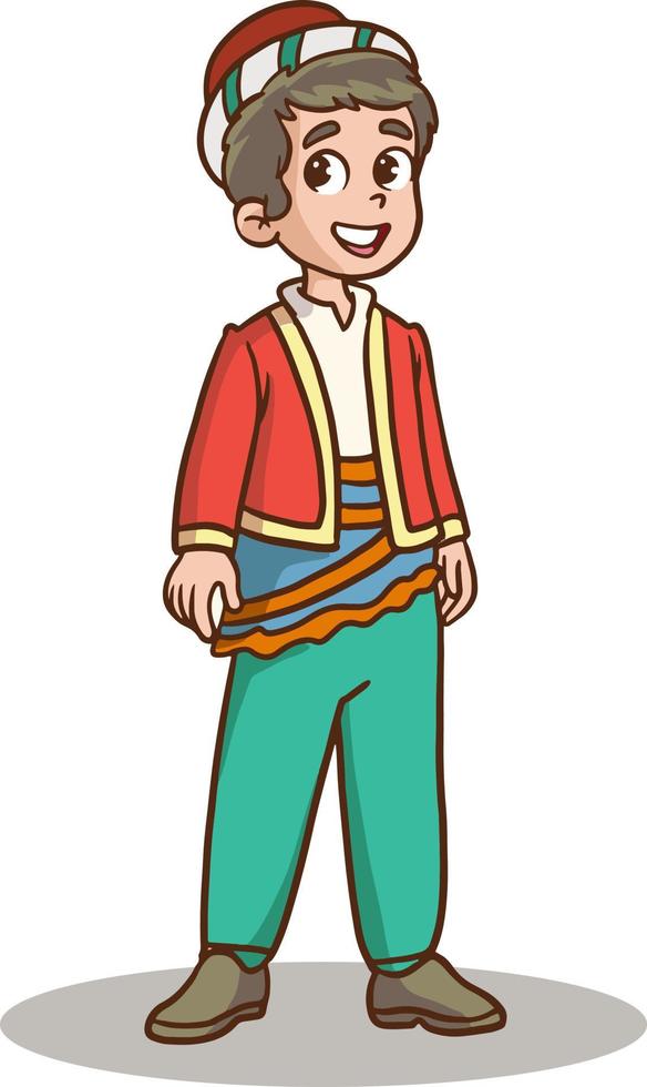 vector illustration of turkish boy in traditional dress