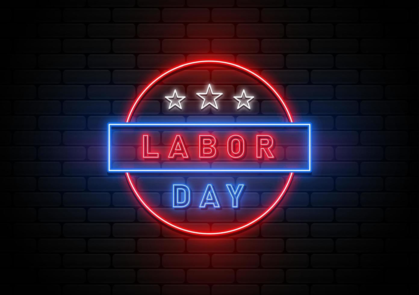 Happy Labour Day Background with neon light vector