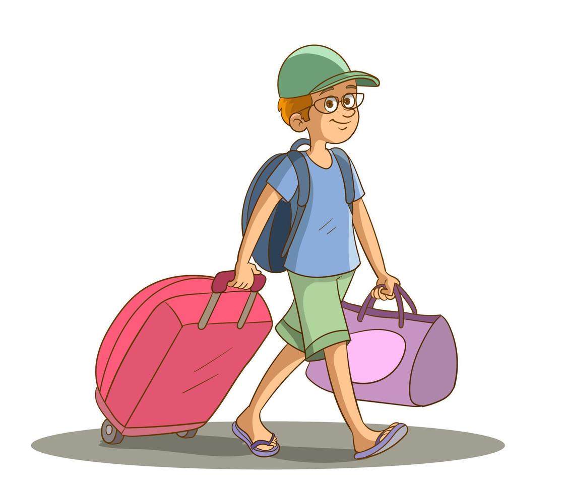 tourist traveling with suitcase vector illustration