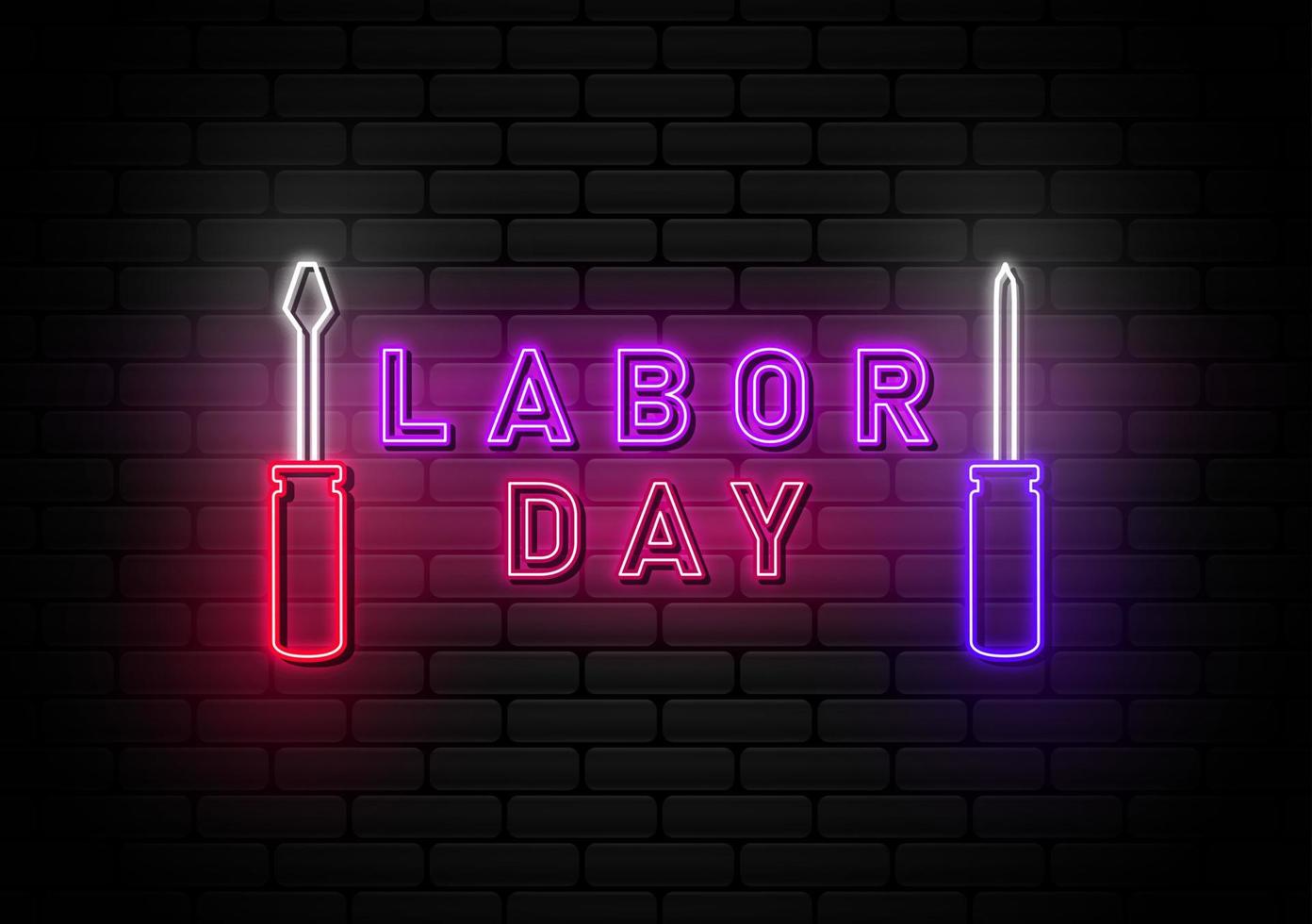 Happy Labour Day Background with neon light vector