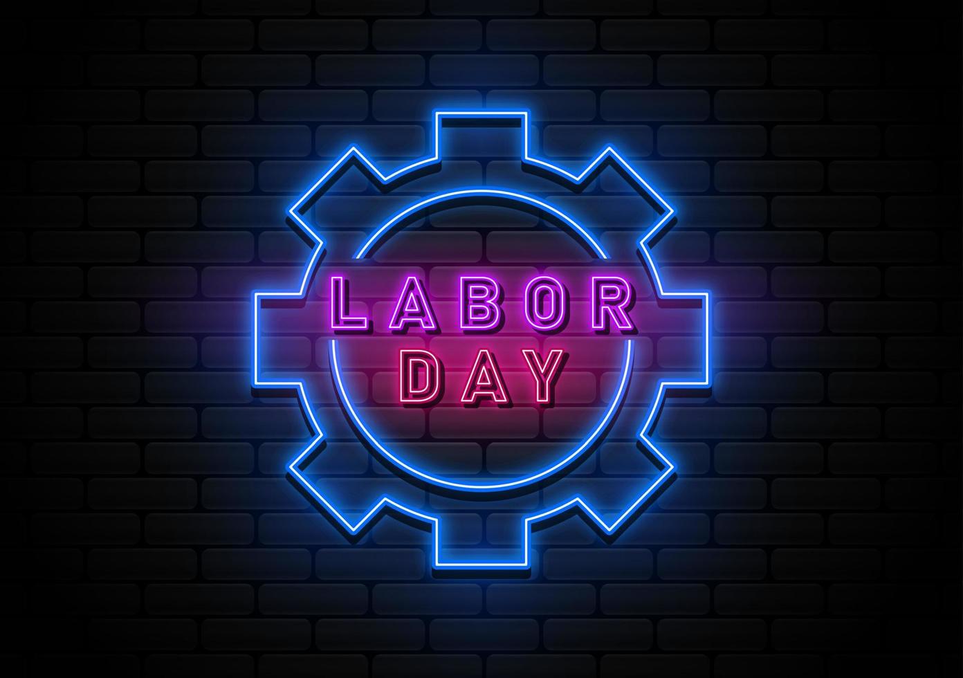 Happy Labour Day Background with neon light vector