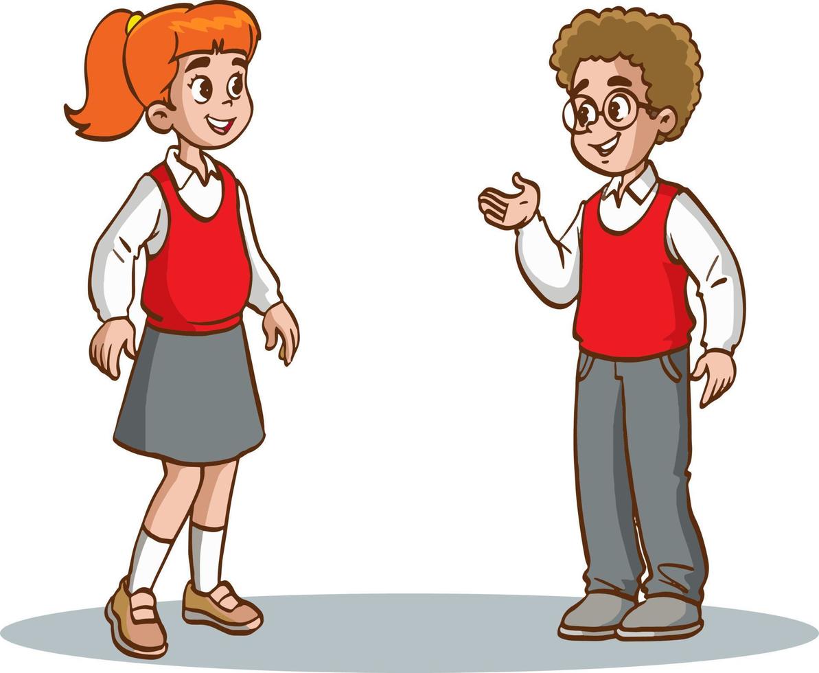 vector illustration of two students talking