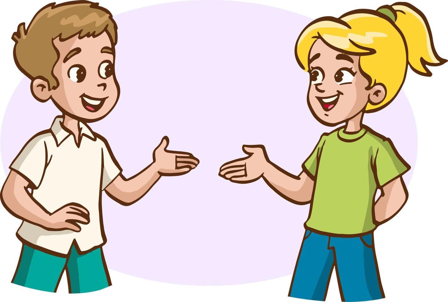 ilustración vectorial de dos niños hablando vector