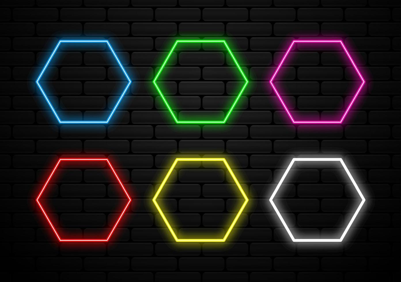 set of futuristic neon light shape vector