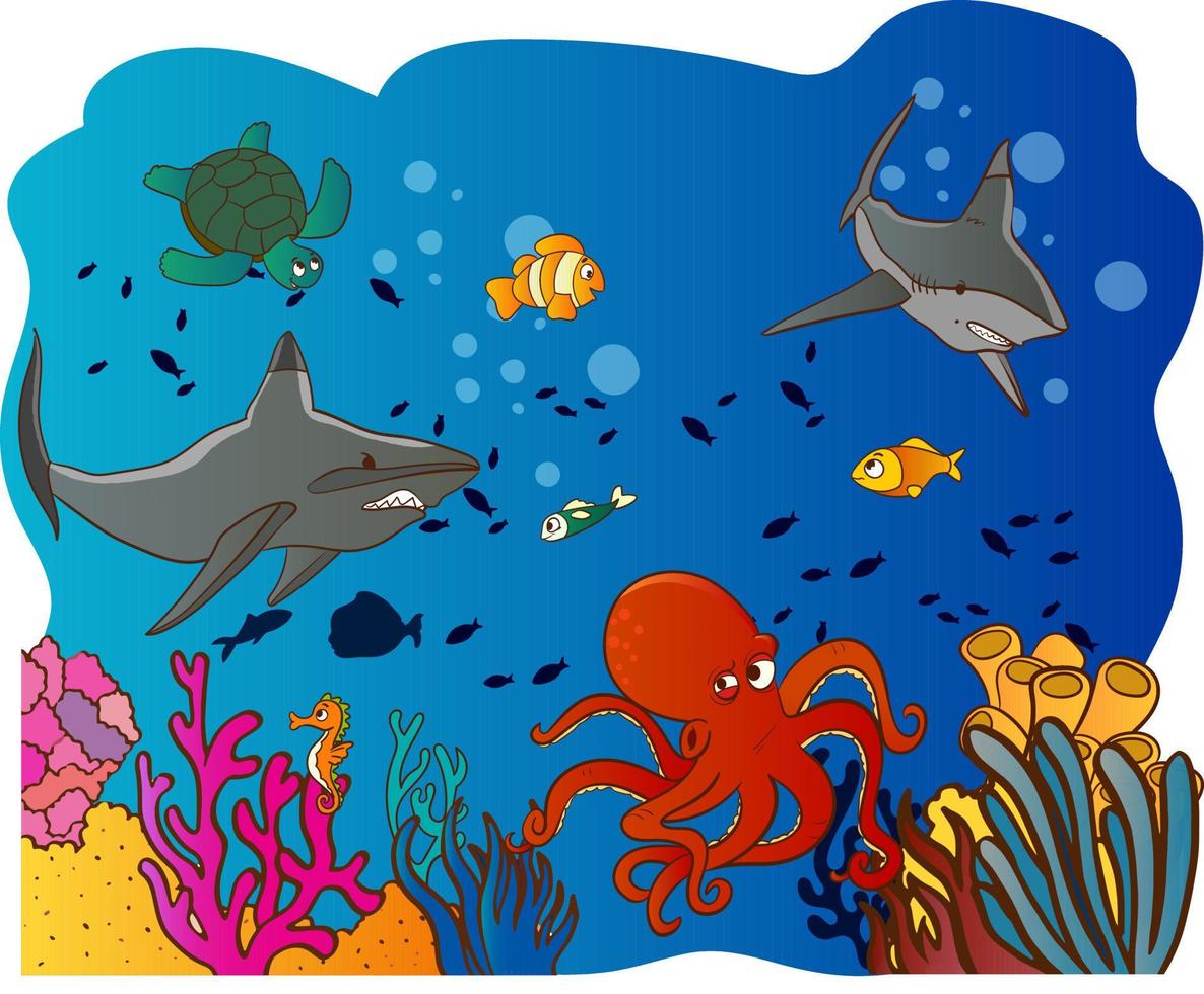 Ocean Life Under the Sea vector