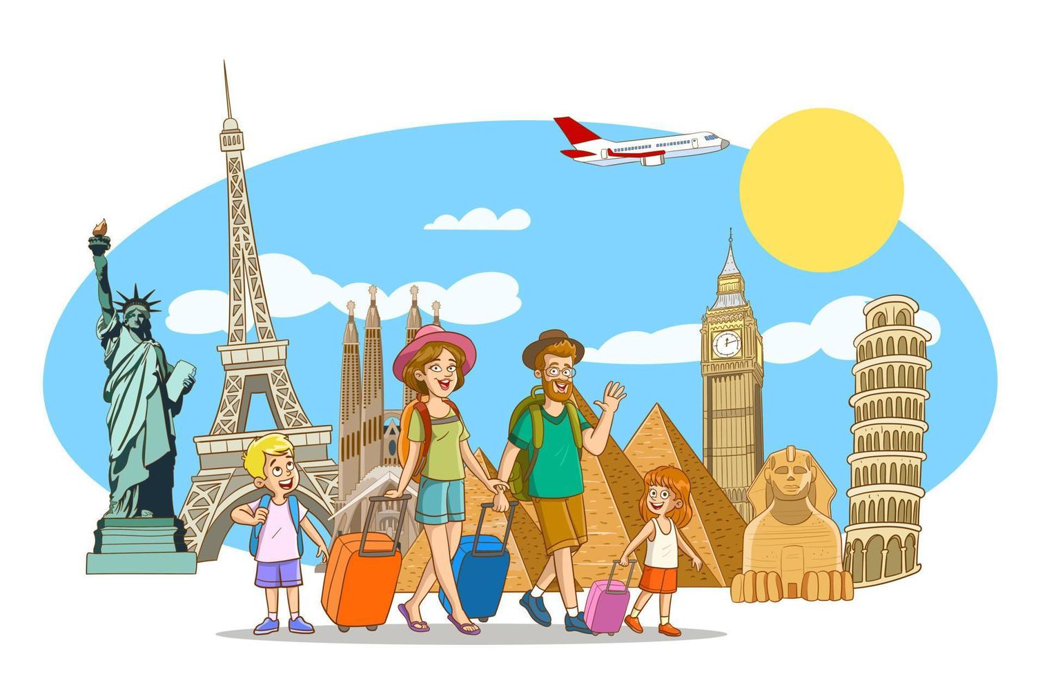 vacaciones familiares viajes ilustración vectorial vector
