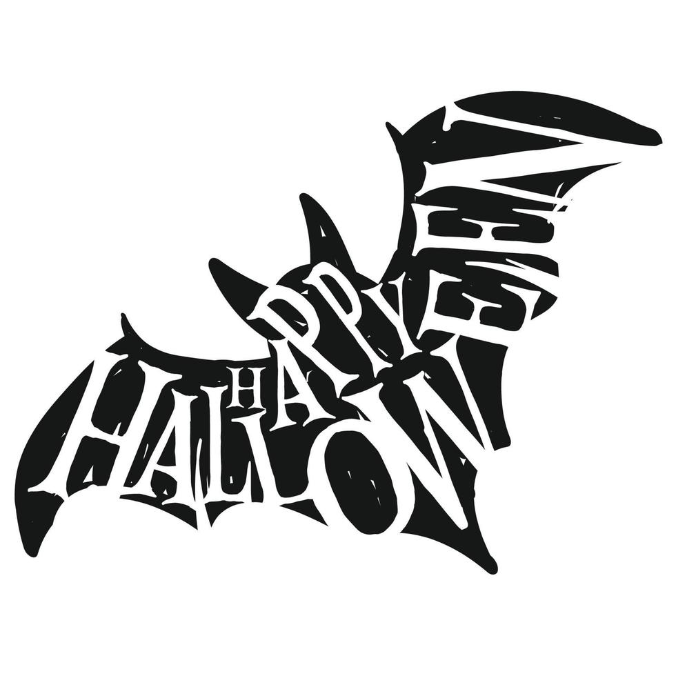 Happy Halloween Calligraphy. Halloween banner. Halloween lettering. Bat silhouette. vector