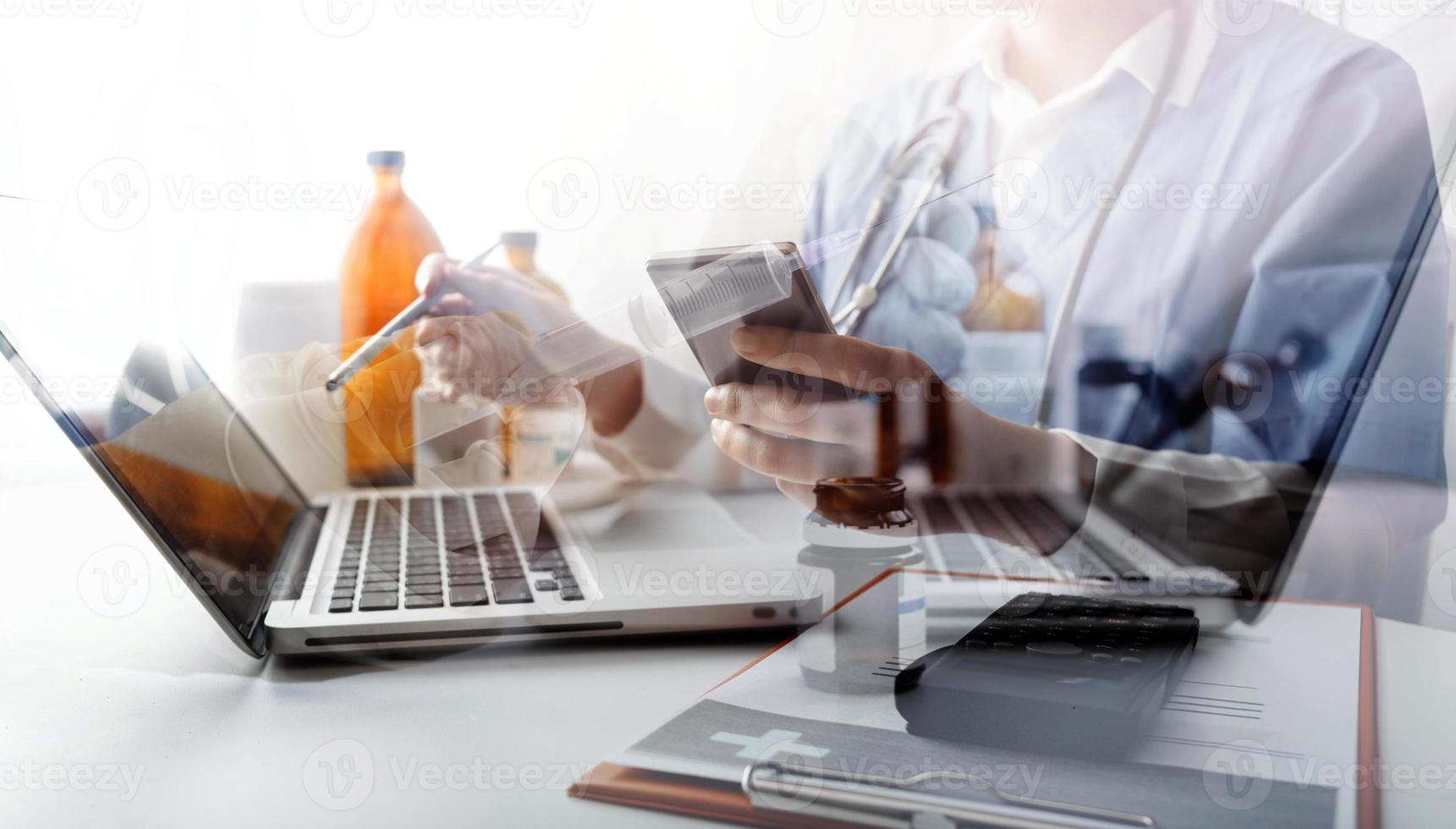 Doctor work on digital tablet healthcare doctor technology tablet using computer. photo