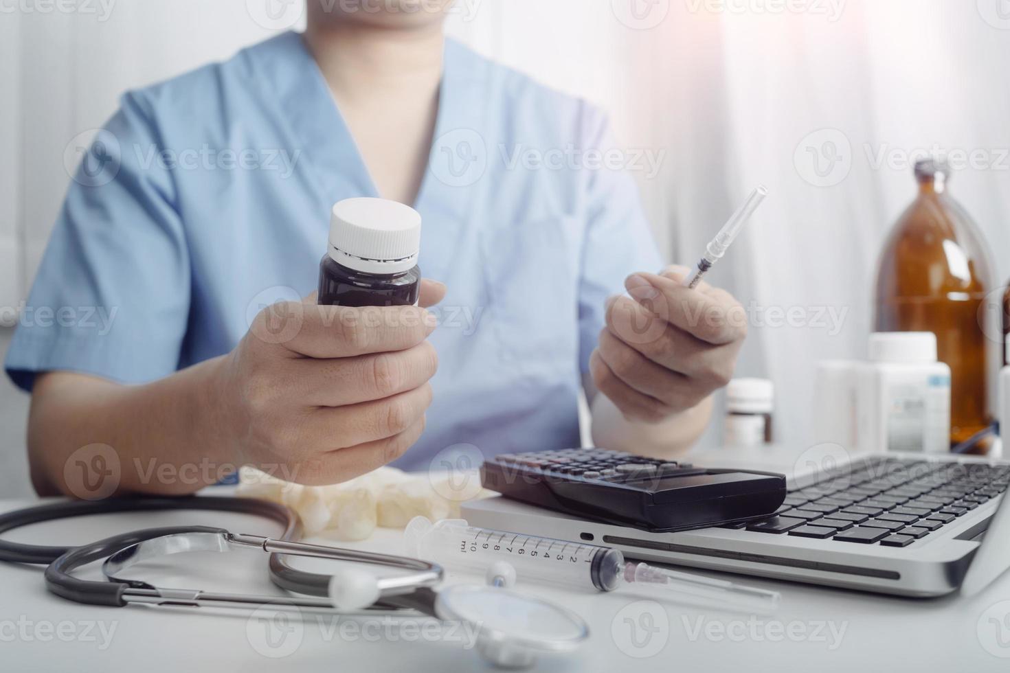 Doctor work on digital tablet healthcare doctor technology tablet using computer. photo