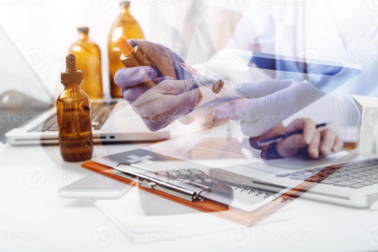 Doctor work on digital tablet healthcare doctor technology tablet using computer. photo