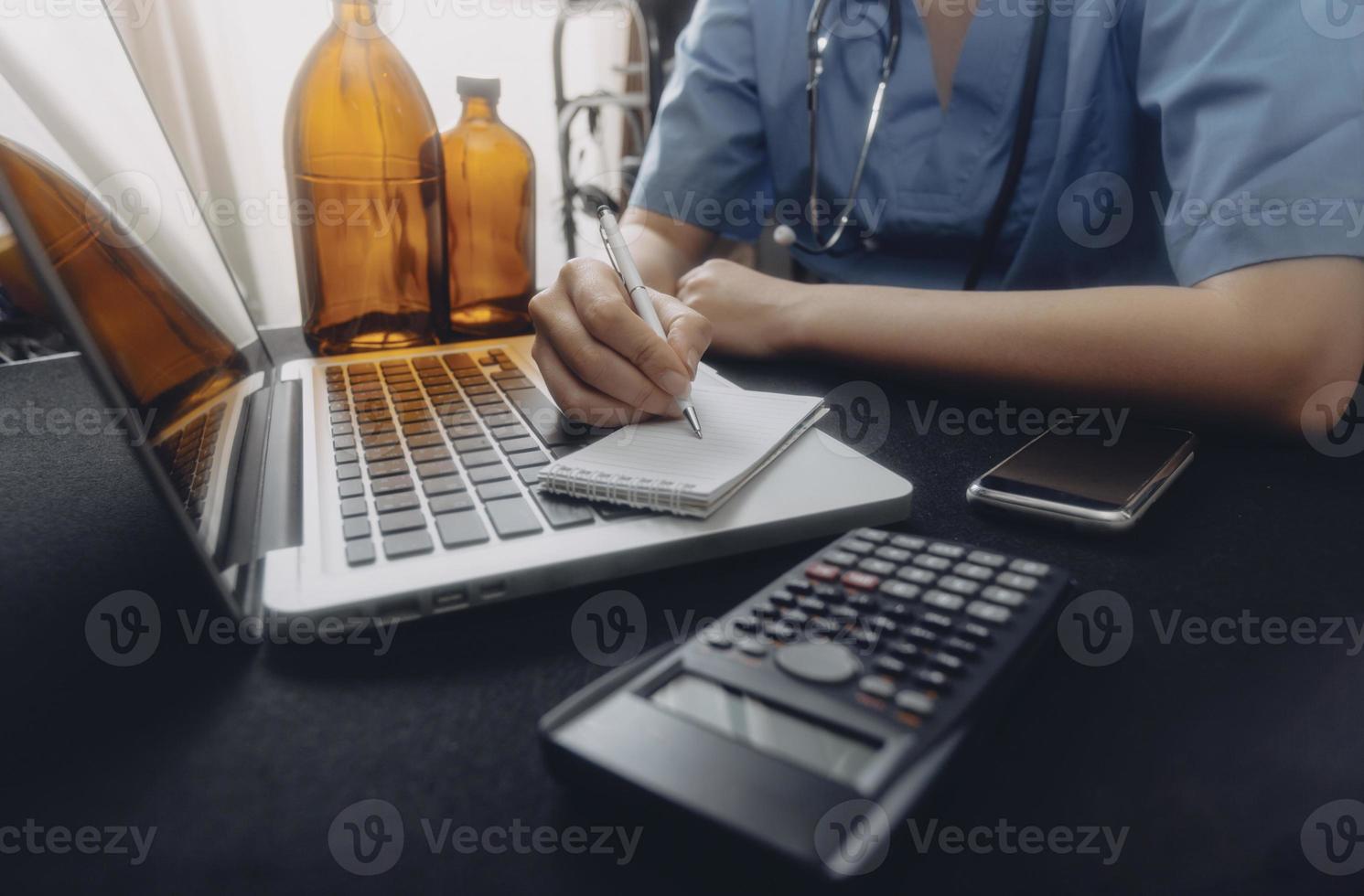 Doctor work on digital tablet healthcare doctor technology tablet using computer. photo
