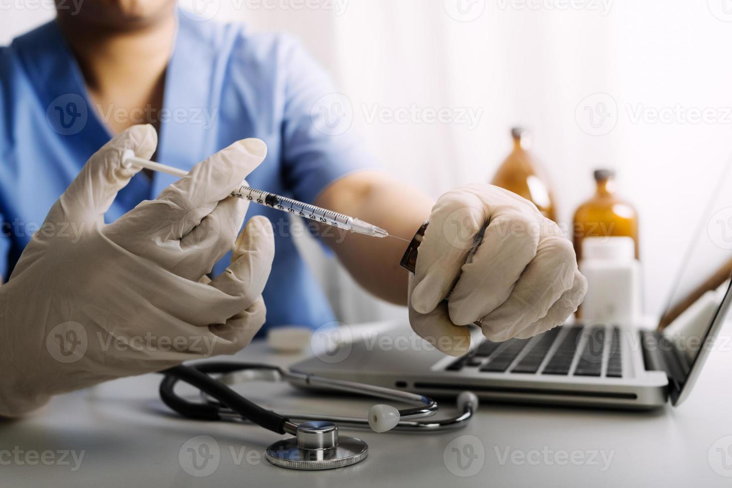 Doctor work on digital tablet healthcare doctor technology tablet using computer. photo