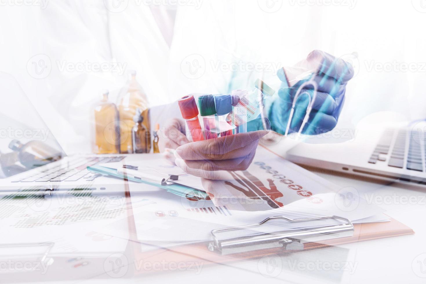Doctor work on digital tablet healthcare doctor technology tablet using computer. photo
