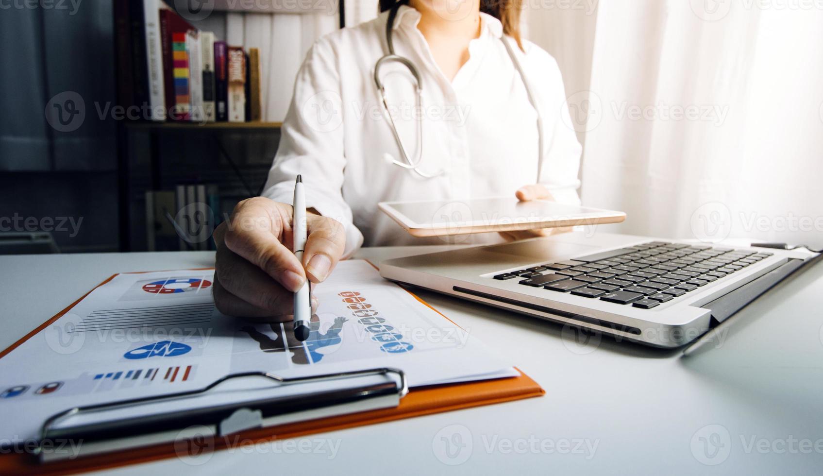 Doctor work on digital tablet healthcare doctor technology tablet using computer. photo