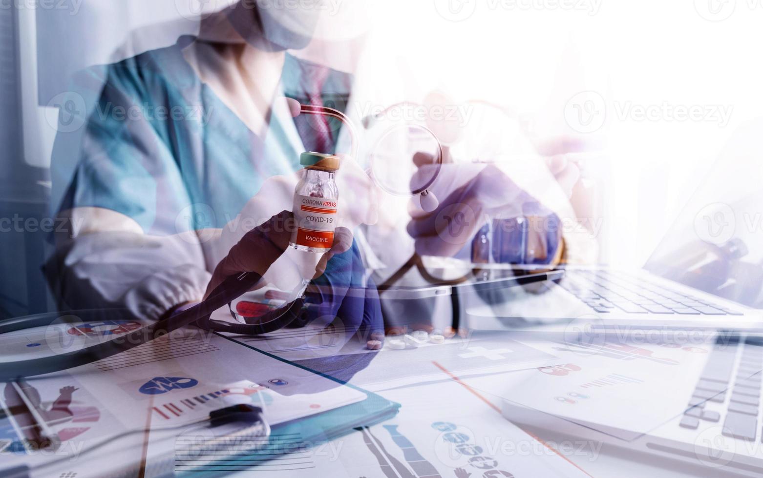 Doctor work on digital tablet healthcare doctor technology tablet using computer. photo