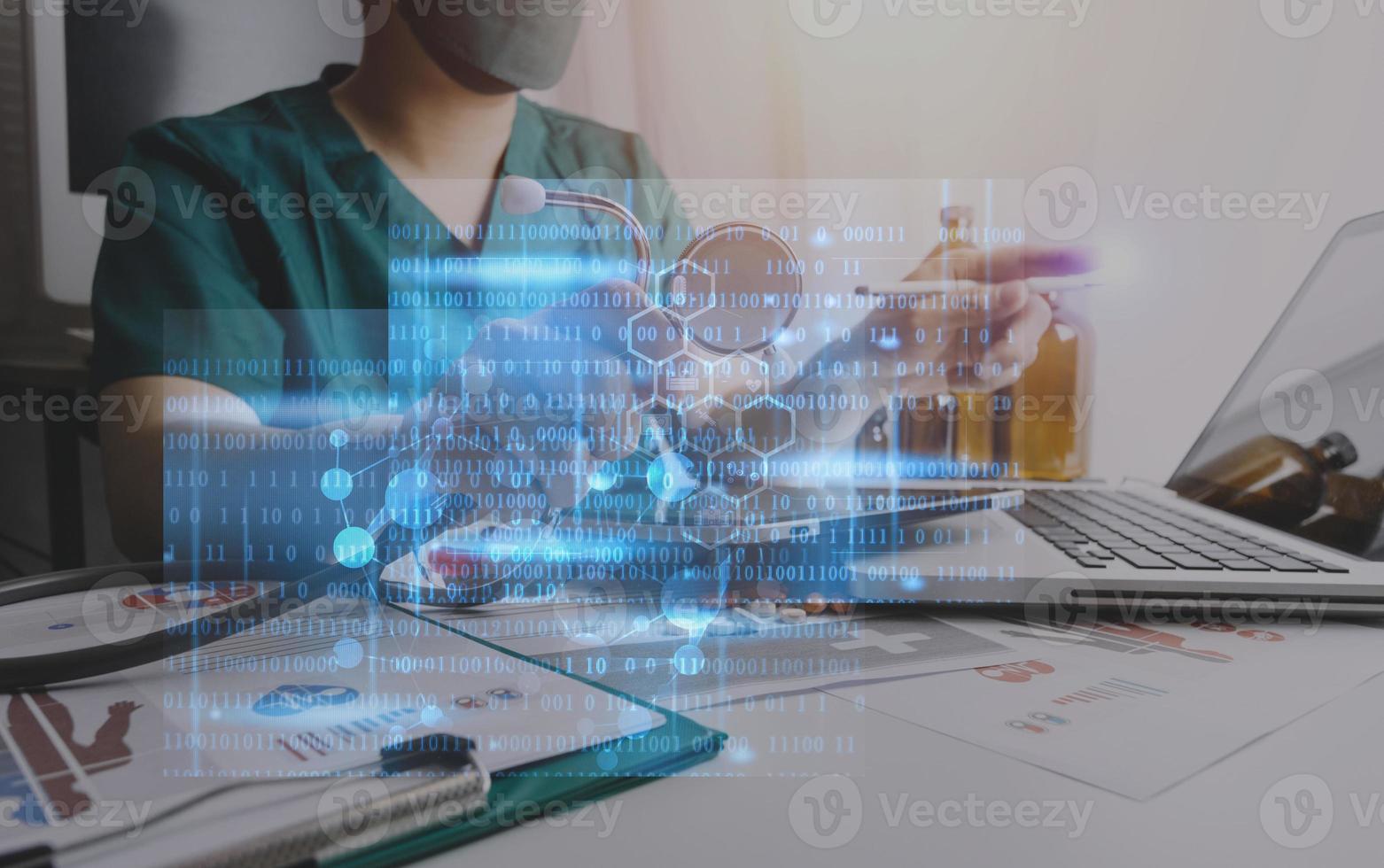 Doctor work on digital tablet healthcare doctor technology tablet using computer. photo