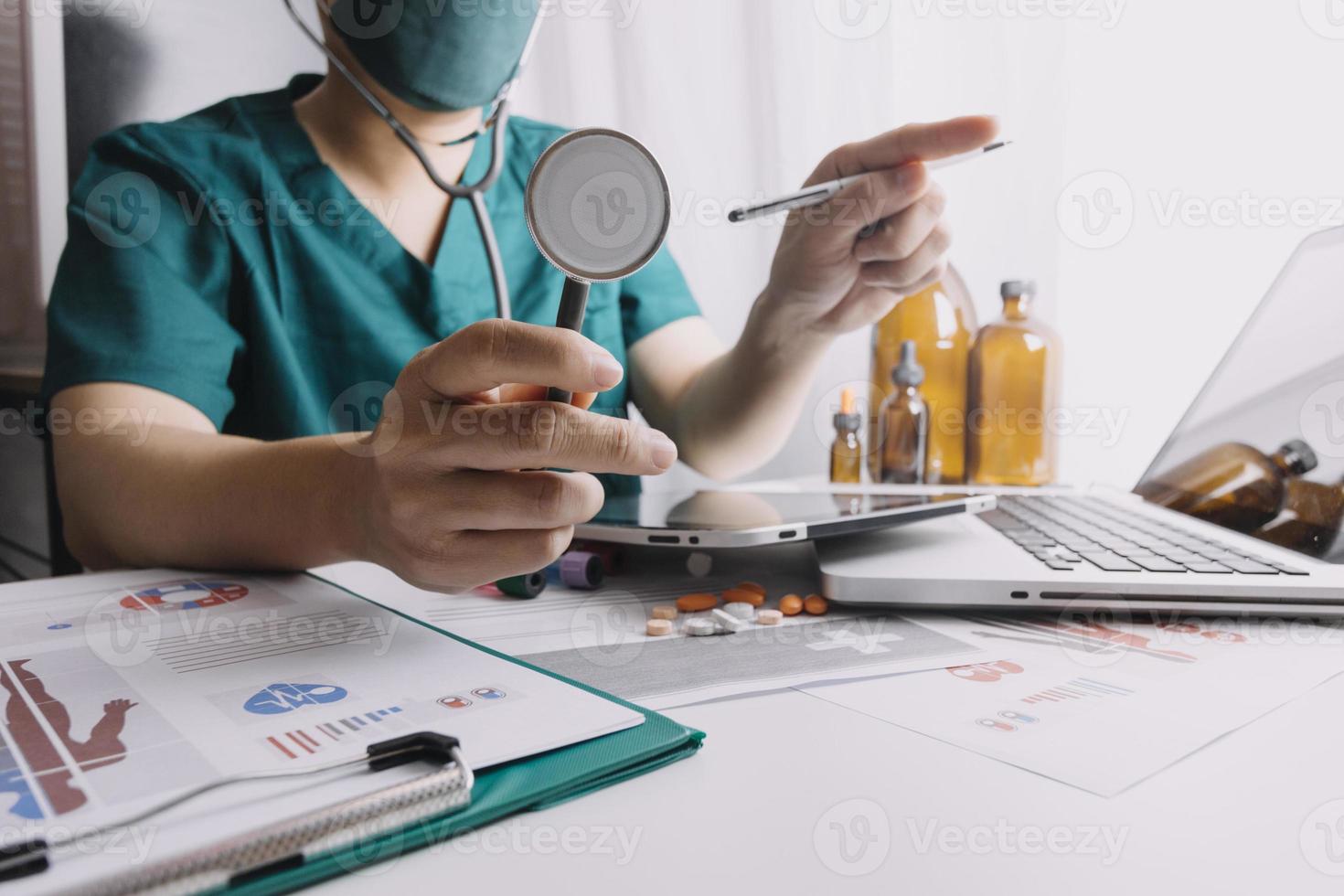 Doctor work on digital tablet healthcare doctor technology tablet using computer. photo