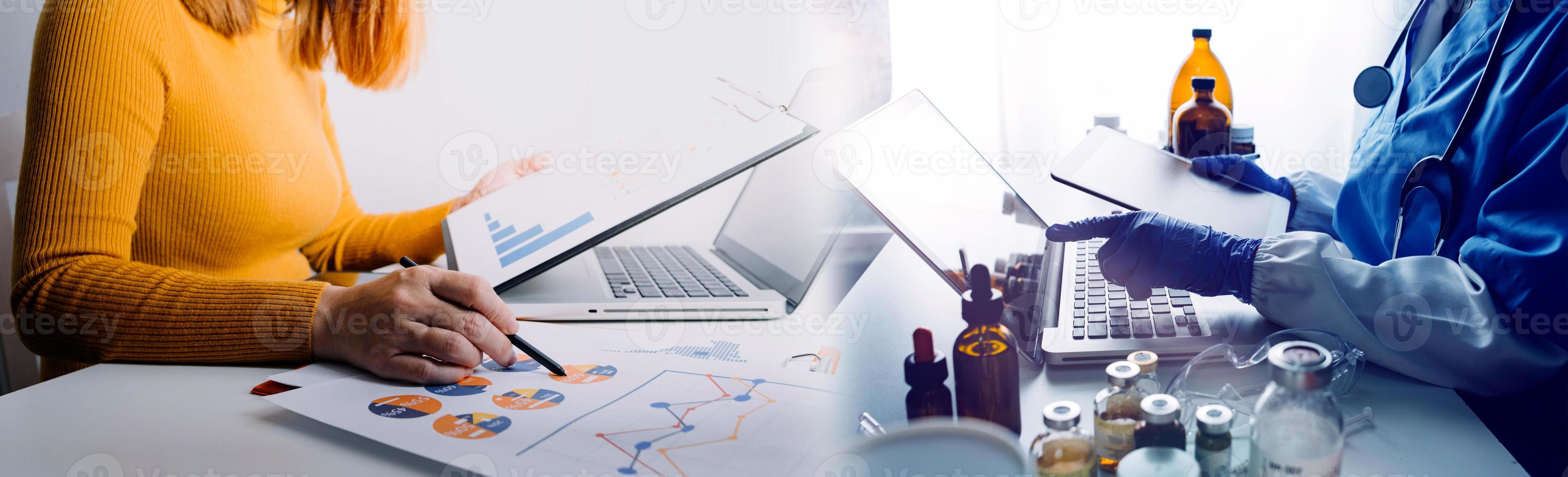 Doctor work on digital tablet healthcare doctor technology tablet using computer. photo
