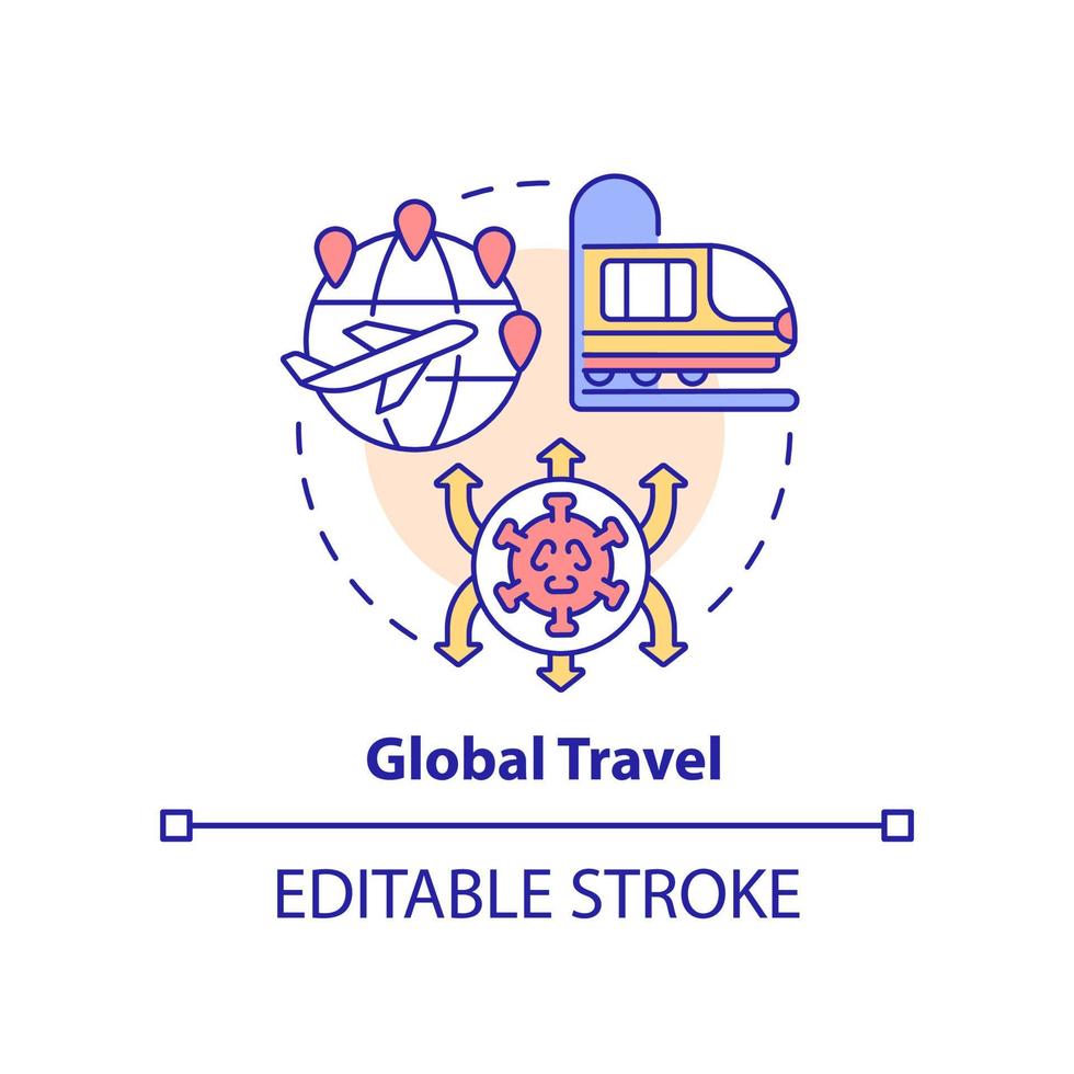 Global travel concept icon. Reason for increased risk of pandemic abstract idea thin line illustration. Isolated outline drawing. Editable stroke. vector